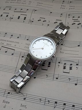 Skagen Silver Stainless Steel Women's Minimal Bracelet Watch